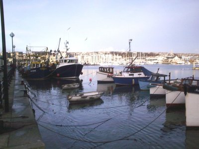 Picture of boats in Plymouth Harbour.